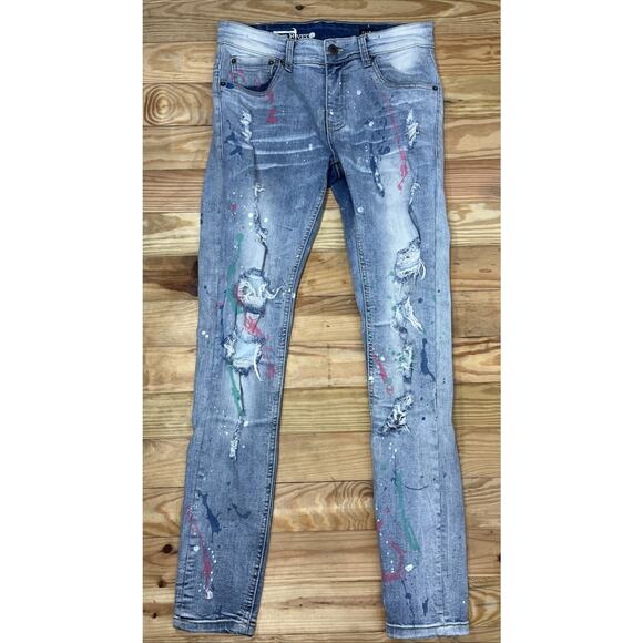 Copper Rivet Slim Fit Destroyed Stretch Denim Jeans Size 29x32 - Picture 1 of 7